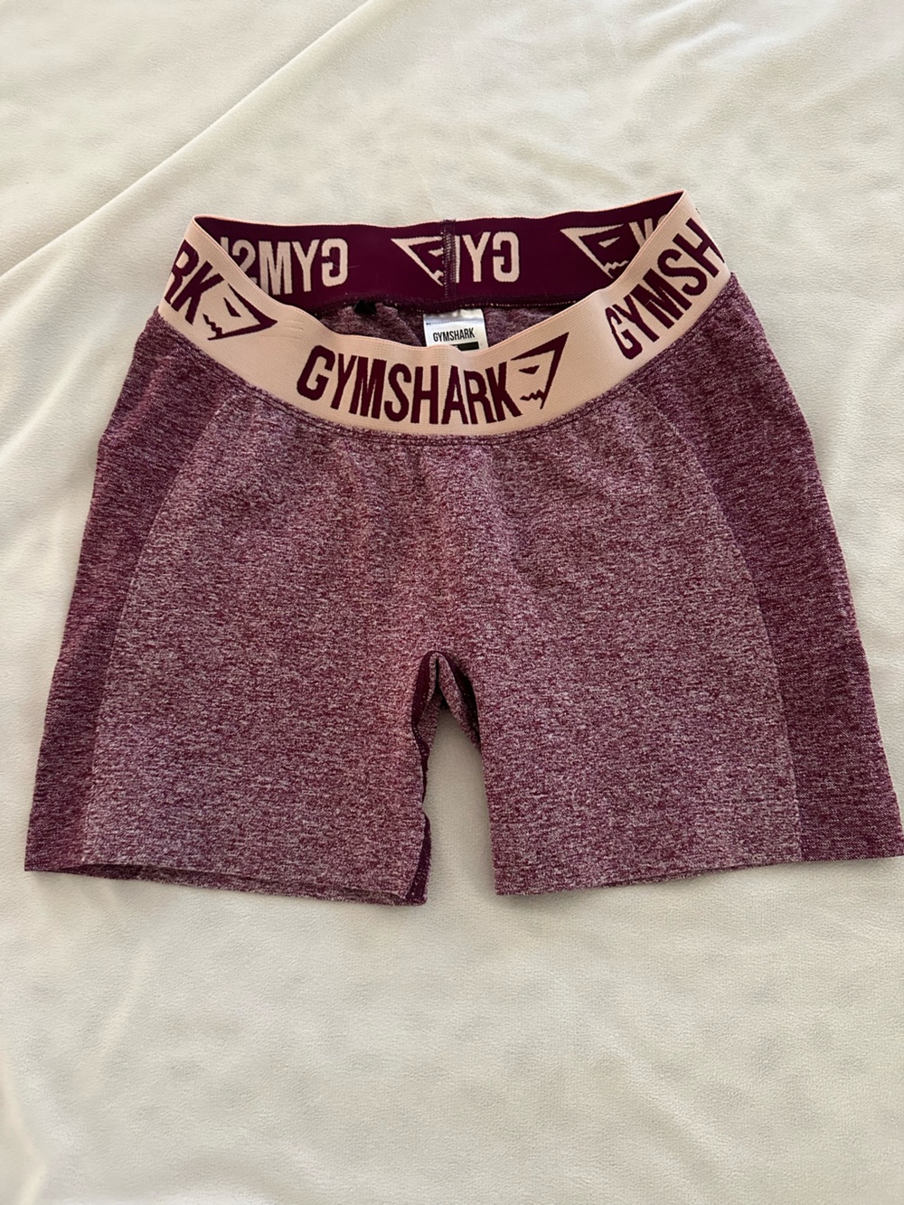 Gymshark Maroon & Beige Seamless High-Waist Workout Biker Shorts